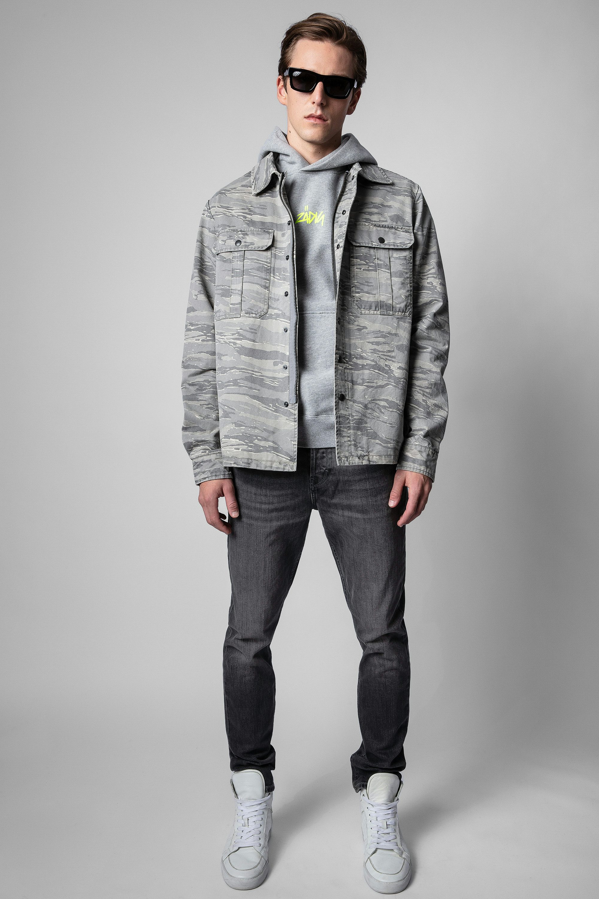 Bertie Overshirt - Men’s military jacket in camouflage-print cotton